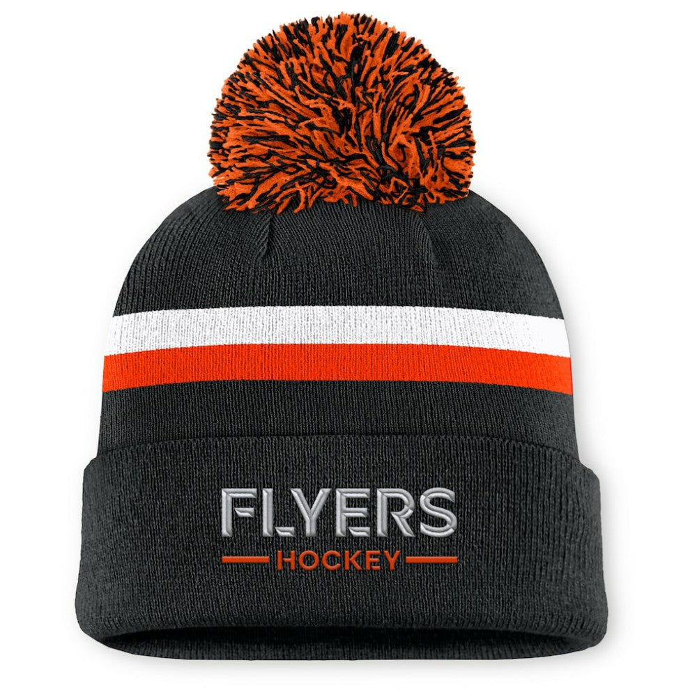 Philadelphia Flyers Fanatics Women's Authentic Pro Rink Cuffed Knit Hat with Pom For Sale