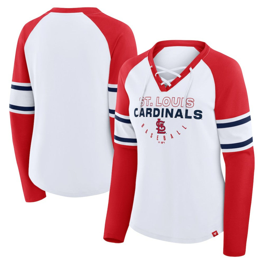 St. Louis Cardinals Fanatics Women's Blitz Package Raglan Lace-Up V-Neck Long Sleeve T-Shirt | MLB Sale