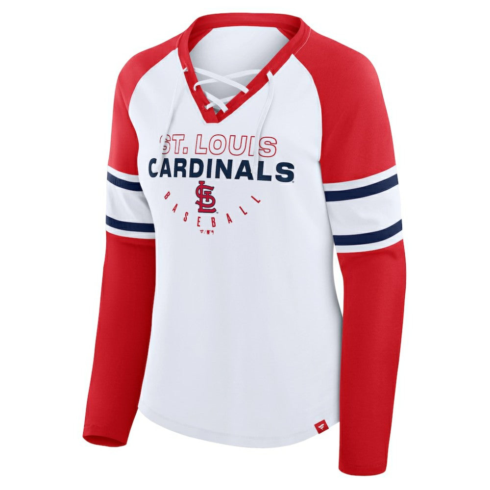 St. Louis Cardinals Fanatics Women's Blitz Package Raglan Lace-Up V-Neck Long Sleeve T-Shirt | MLB Sale