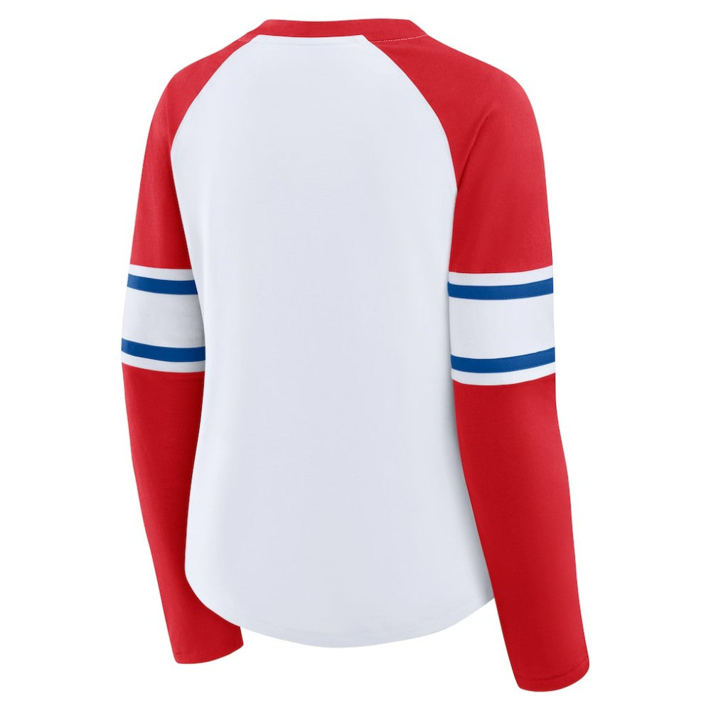 Philadelphia Phillies Fanatics Women's Blitz Package Raglan Lace-Up V-Neck Long Sleeve T-Shirt | MLB US