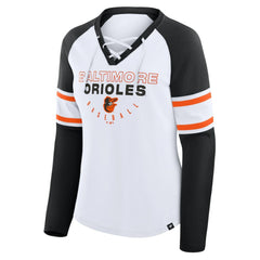 Baltimore Orioles Fanatics Women's Blitz Package Raglan Lace-Up V-Neck Long Sleeve T-Shirt | MLB For sale