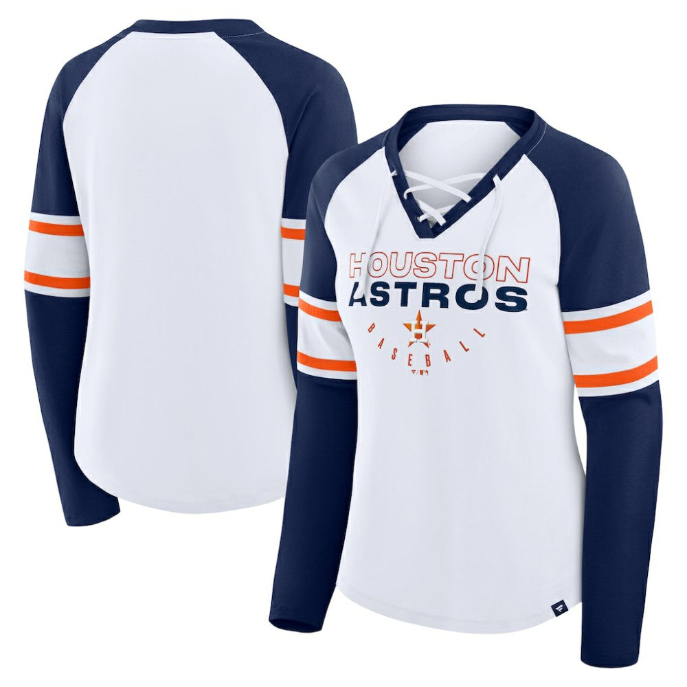 Houston Astros Fanatics Women's Blitz Package Raglan Lace-Up V-Neck Long Sleeve T-Shirt | MLB Online