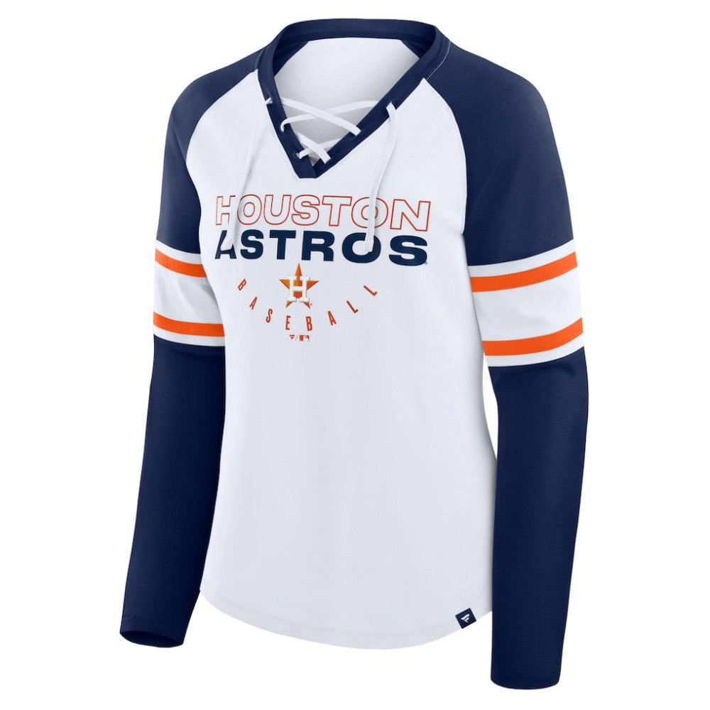 Houston Astros Fanatics Women's Blitz Package Raglan Lace-Up V-Neck Long Sleeve T-Shirt | MLB Online