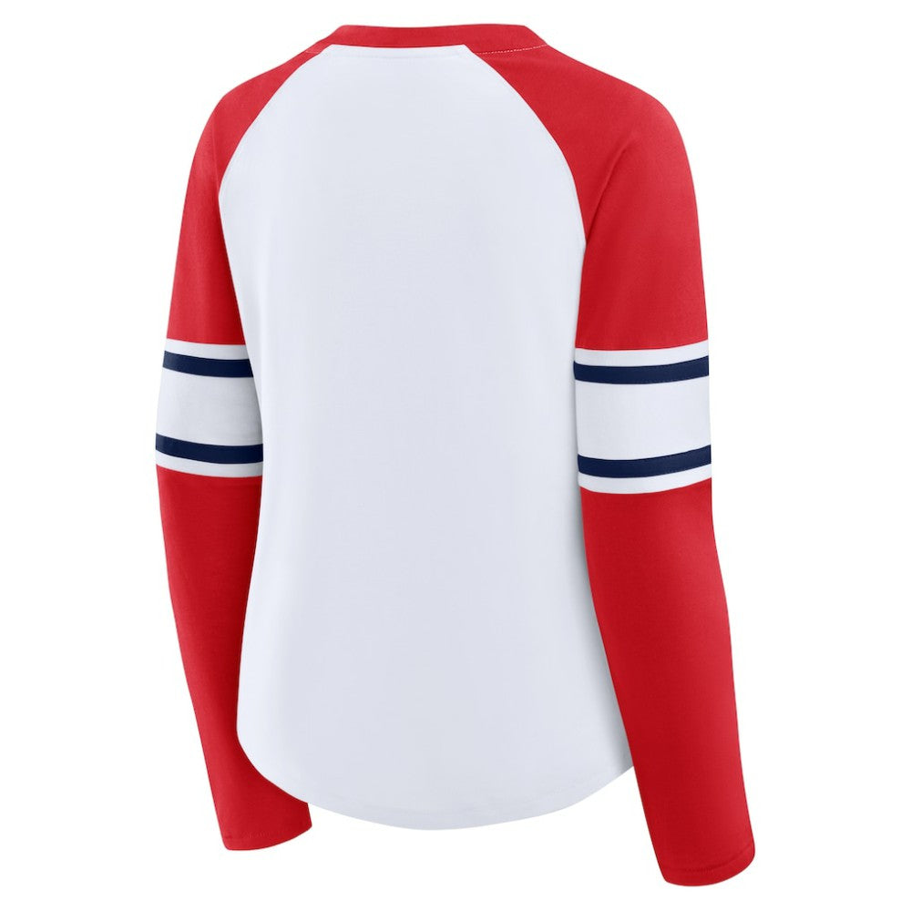 St. Louis Cardinals Fanatics Women's Blitz Package Raglan Lace-Up V-Neck Long Sleeve T-Shirt | MLB New
