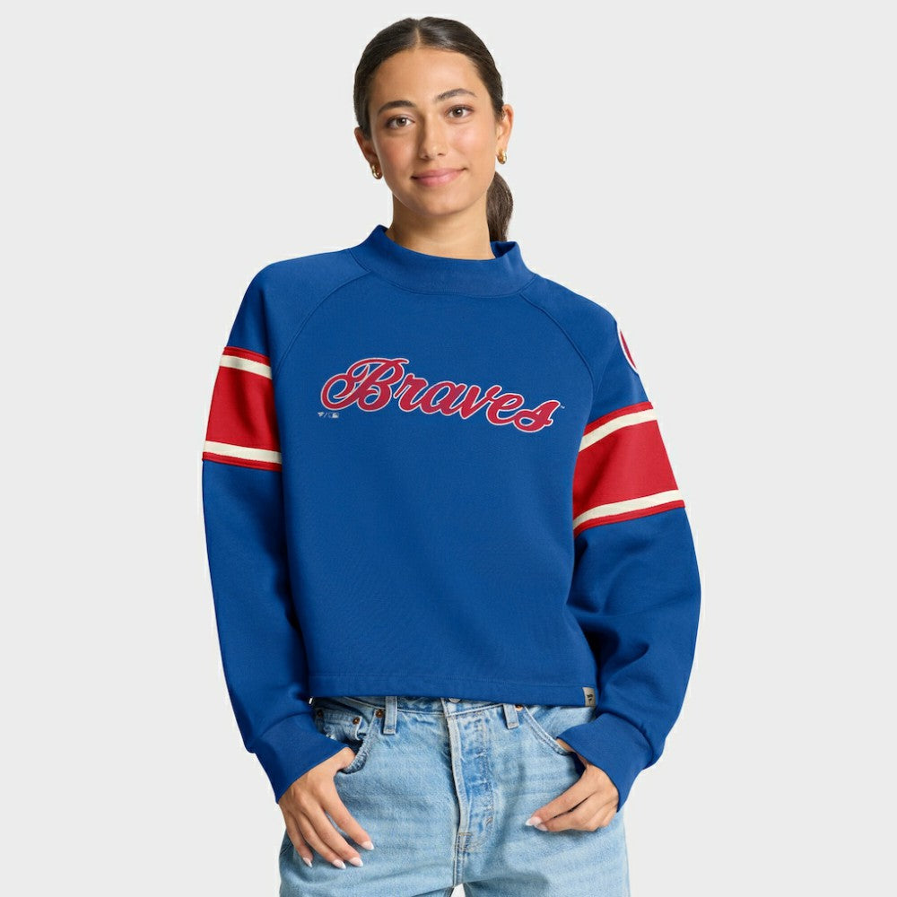 Atlanta Braves Fanatics Women's Oversized Toss Sweep Raglan Pullover Sweatshirt | MLB Discount
