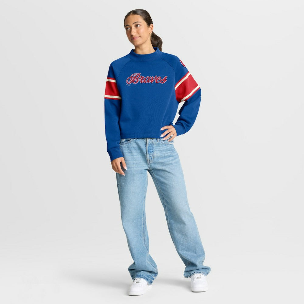 Atlanta Braves Fanatics Women's Oversized Toss Sweep Raglan Pullover Sweatshirt | MLB Discount