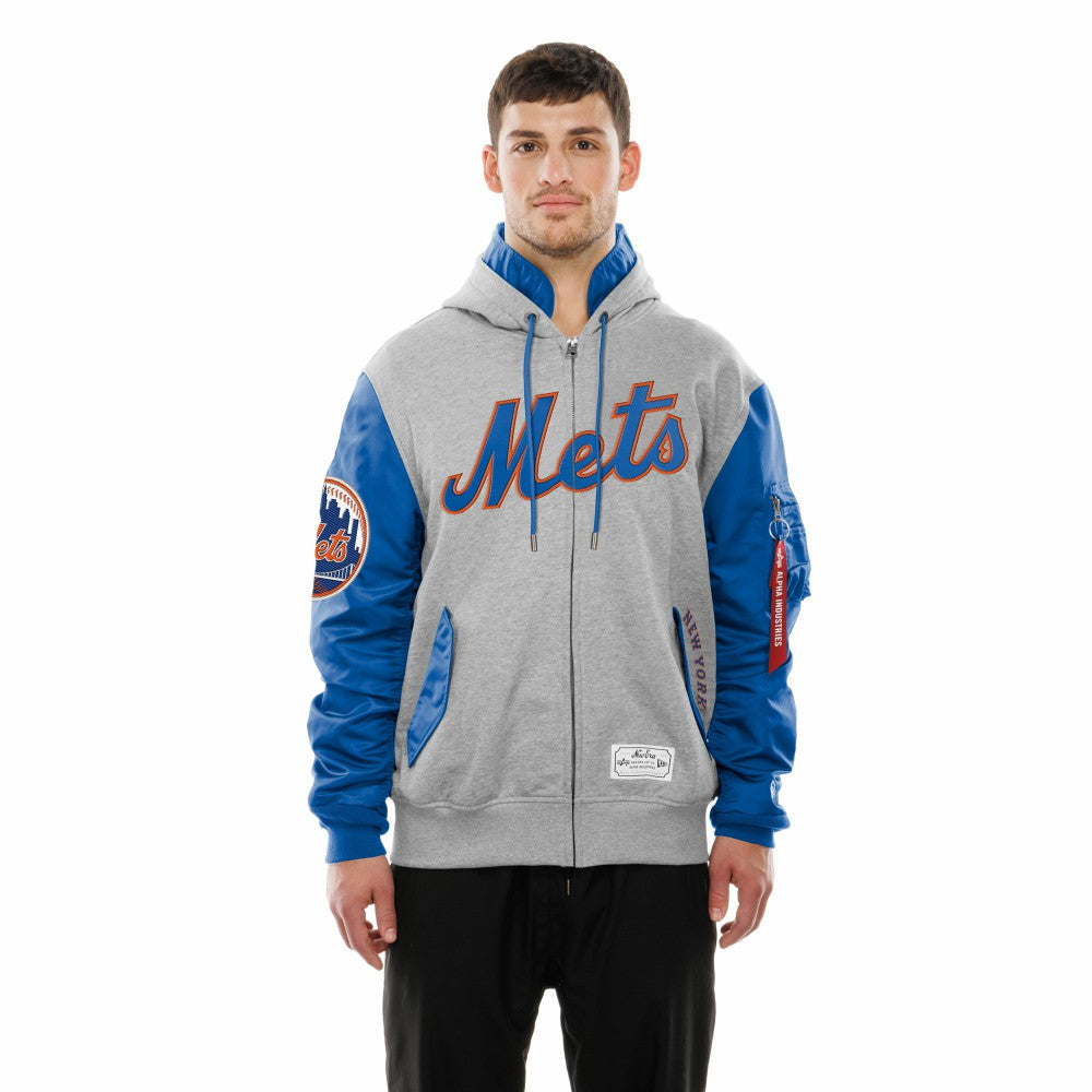 New York Mets New Era x Alpha Industries MA-1 Full-Zip Hoodie Jacket | MLB Outlet