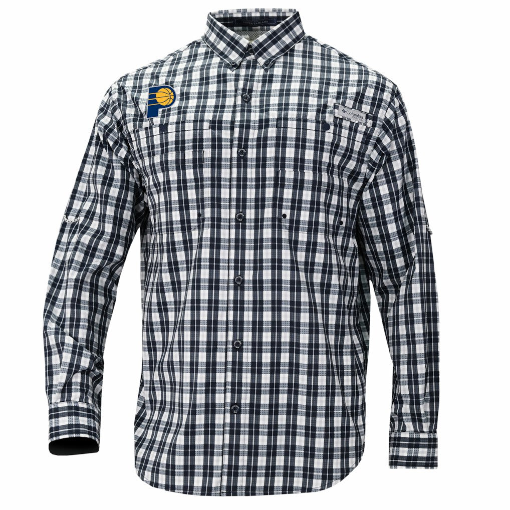 Indiana Pacers Super Tamiami Omni-Shade Long Sleeve Button-Down Shirt For Sale