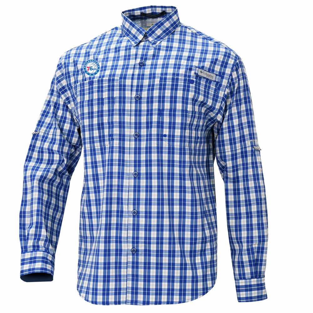 Philadelphia 76ers Super Tamiami Omni-Shade Long Sleeve Button-Down Shirt On Sale