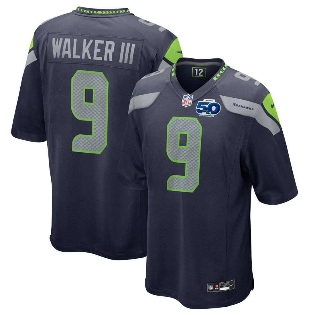 Seattle Seahawks Nike Kenneth Walker III  50th Season Game Jersey