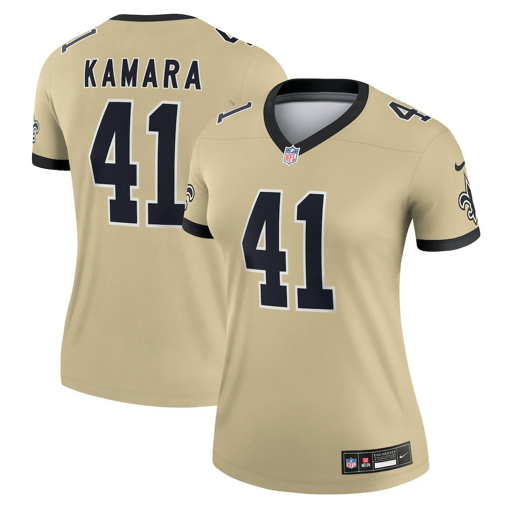 New Orleans Saints Nike Alvin Kamara  Women's Gameday Golds Alternate Legend Player Performance Top