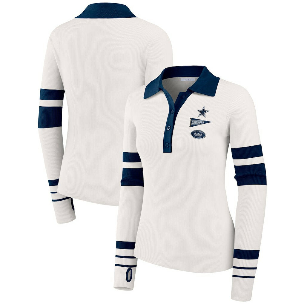 Dallas Cowboys  WEAR by Erin Andrews Women's Ribbed Henley Polo Sweater