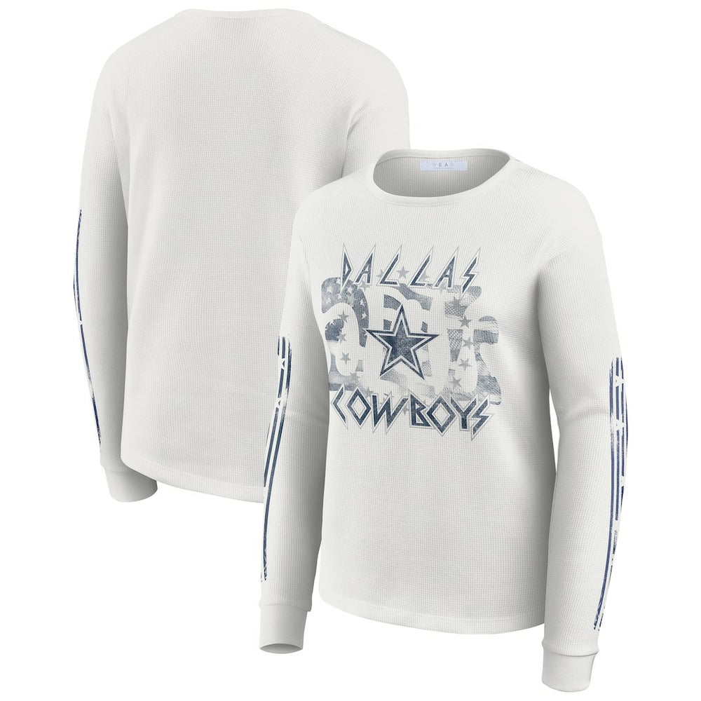Dallas Cowboys  WEAR by Erin Andrews Women's Graphic Waffle Long-Sleeve T-Shirt