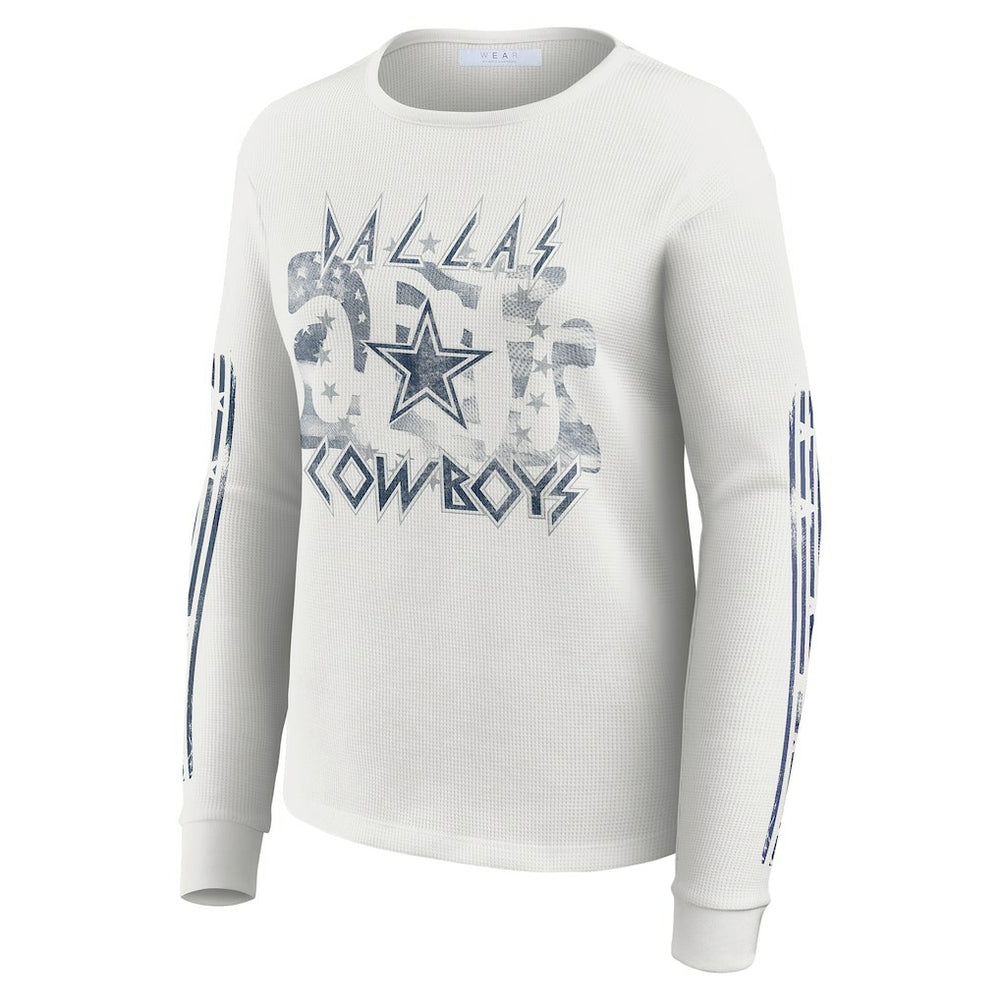 Dallas Cowboys  WEAR by Erin Andrews Women's Graphic Waffle Long-Sleeve T-Shirt