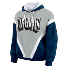 Dallas Cowboys  WEAR by Erin Andrews Women's Plus Size Retro Crinkle Full-Zip Hoodie Windbreaker Jacket