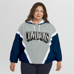 Dallas Cowboys  WEAR by Erin Andrews Women's Plus Size Retro Crinkle Full-Zip Hoodie Windbreaker Jacket