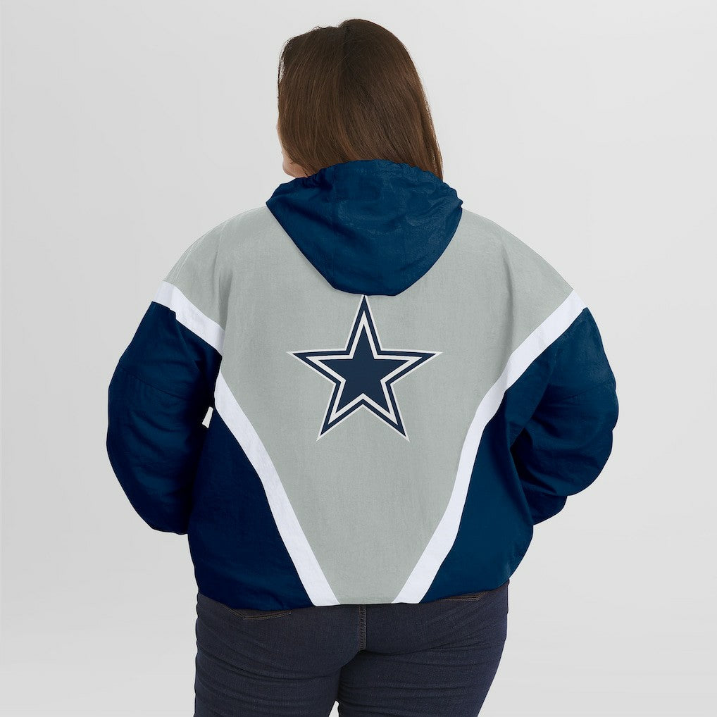 Dallas Cowboys  WEAR by Erin Andrews Women's Plus Size Retro Crinkle Full-Zip Hoodie Windbreaker Jacket