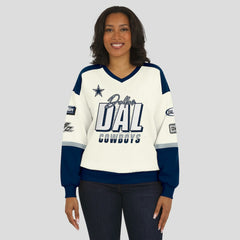 Dallas Cowboys  WEAR by Erin Andrews Women's Racing Crew V-Neck Sweatshirt