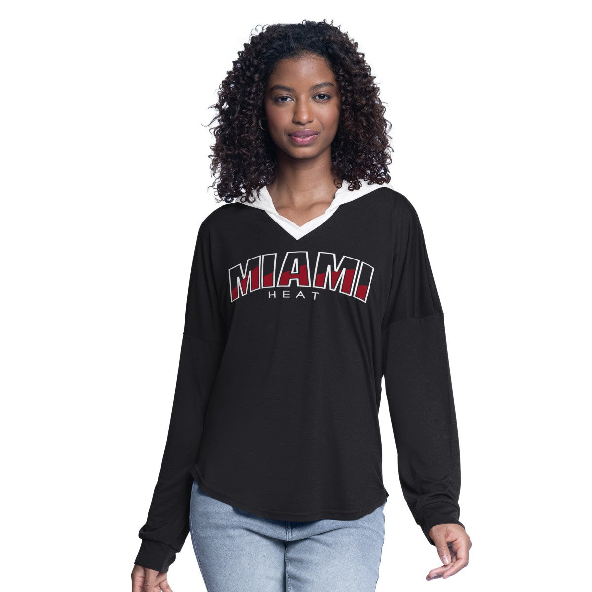Miami Heat G-III 4Her by Carl Banks Women's Bench Player Oversized Long Sleeve Hooded Top New