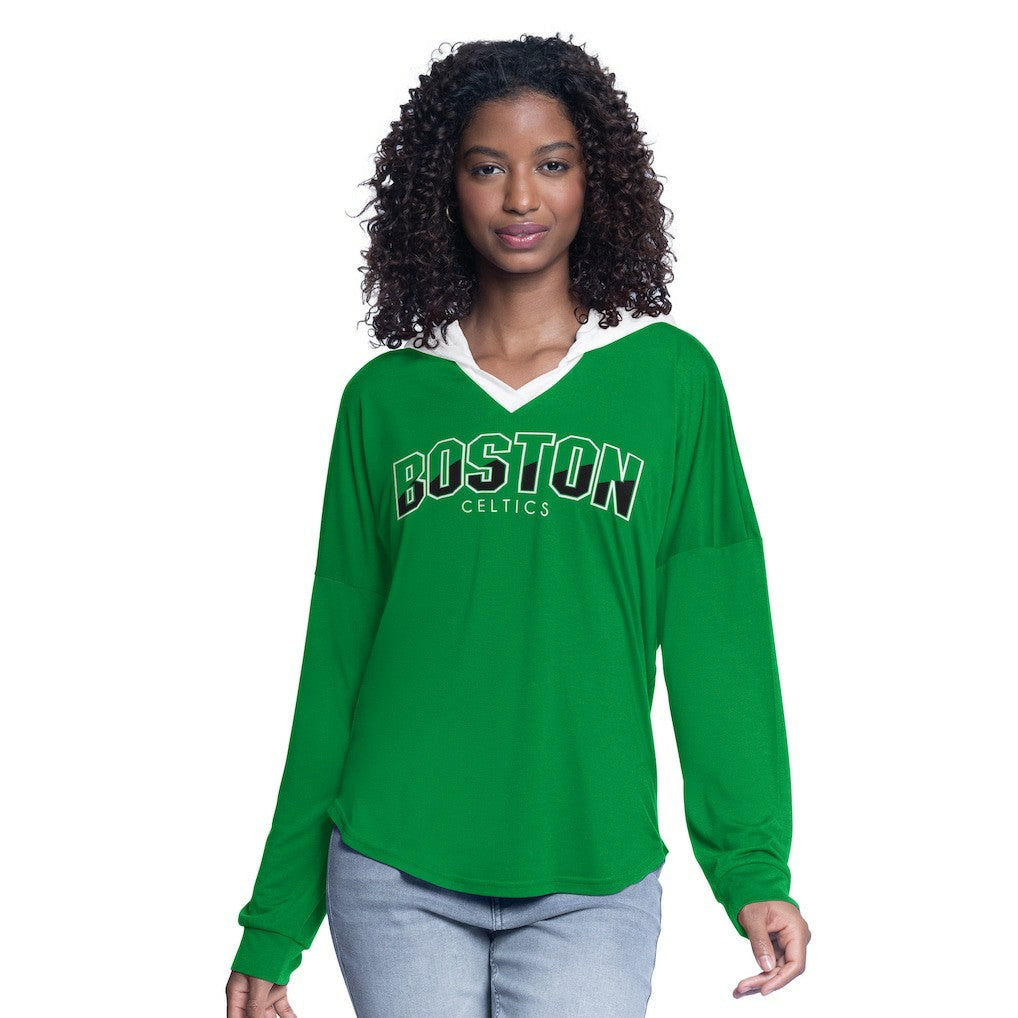 Boston Celtics G-III 4Her by Carl Banks Women's Bench Player Oversized Long Sleeve Hooded Top Outlet