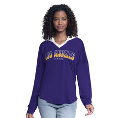 Los Angeles Lakers G-III 4Her by Carl Banks Women's Bench Player Oversized Long Sleeve Hooded Top Outlet