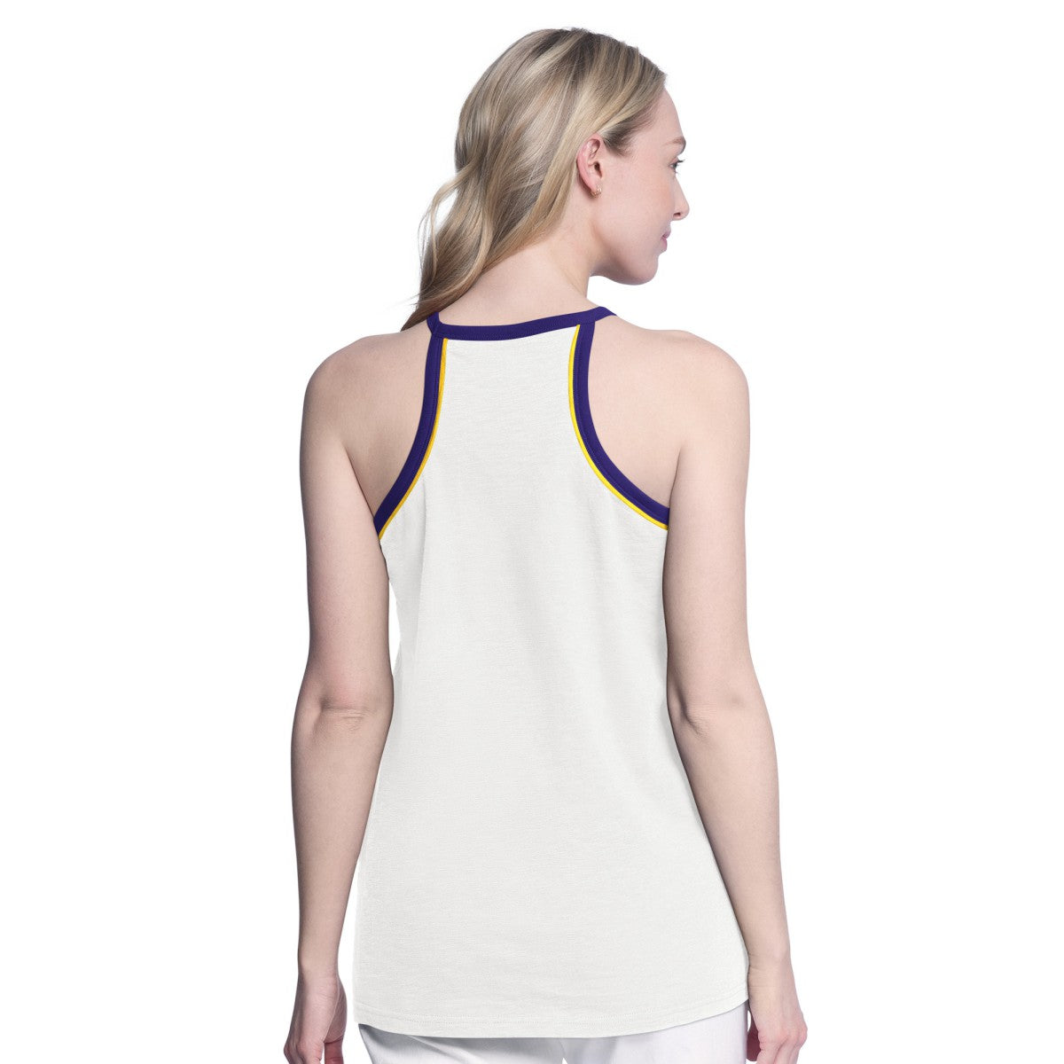 Los Angeles Lakers G-III 4Her by Carl Banks Women's Curveball Racerback Scoop Neck Slub Tank Top Outlet