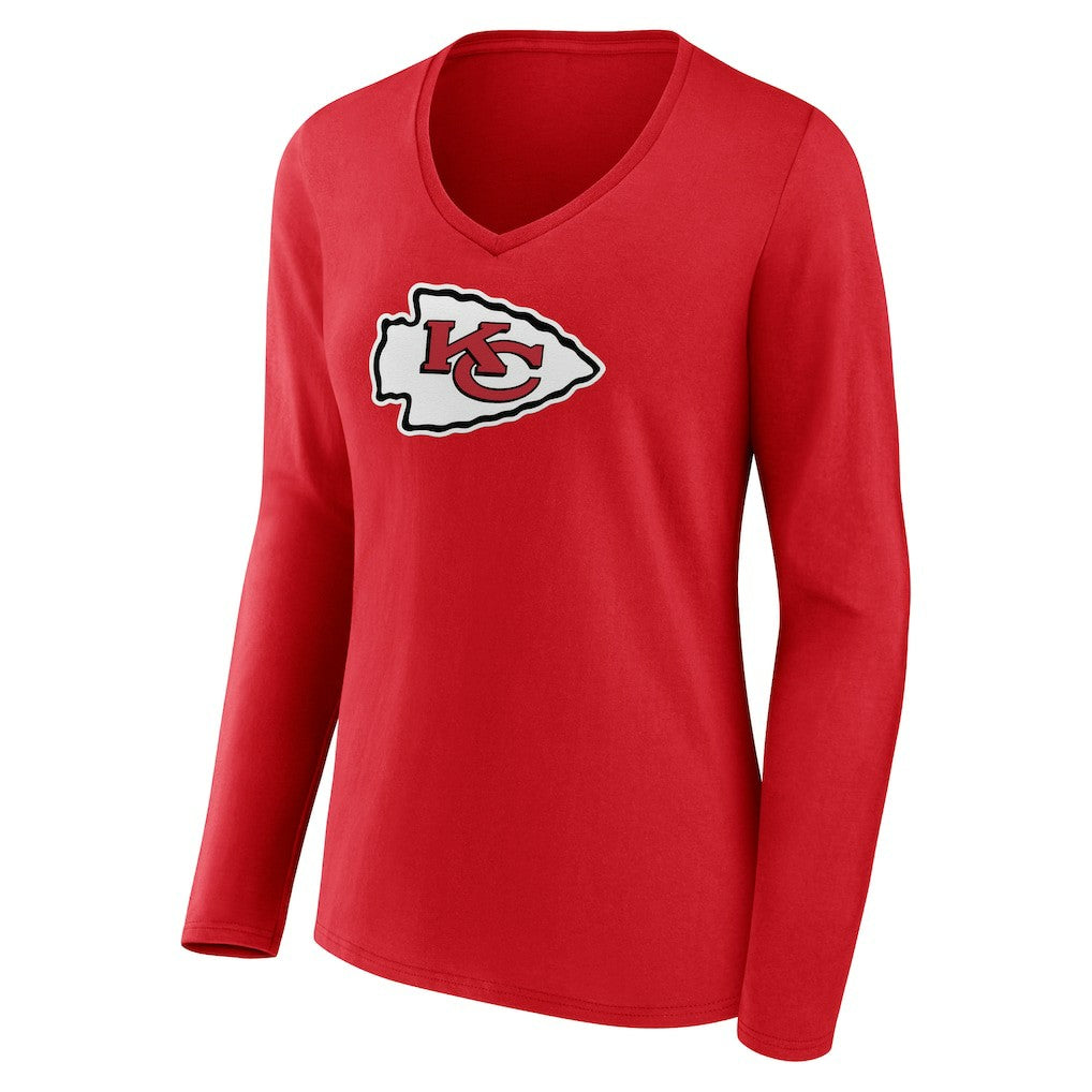 Kansas City Chiefs  Women's Primary Logo Long Sleeve V-Neck T-Shirt