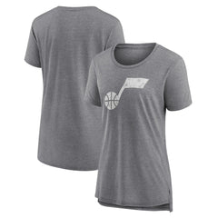 Utah Jazz Women's Distressed Logo Tri-Blend T-Shirt On Sale