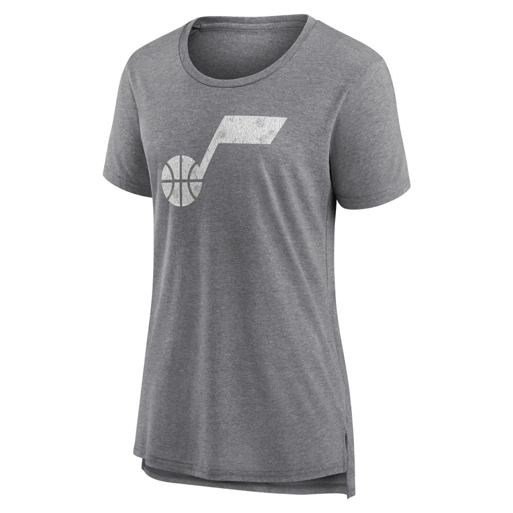 Utah Jazz Women's Distressed Logo Tri-Blend T-Shirt On Sale