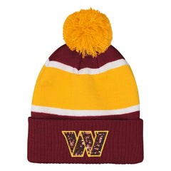 Washington Commanders  Outerstuff Girls Let's Play Cuffed Knit Hat with Pom