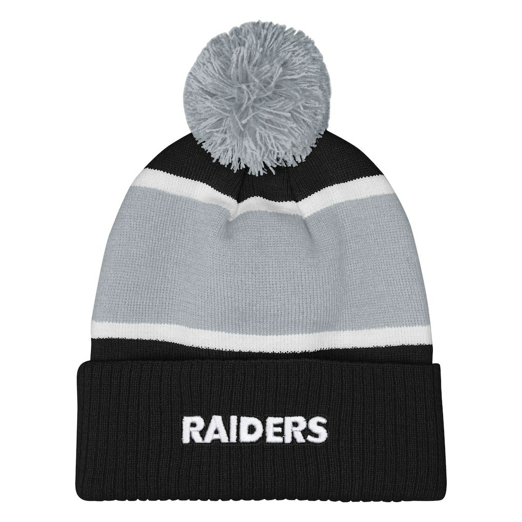 Las Vegas Raiders  Outerstuff Girls Let's Play Cuffed Knit Hat with Pom