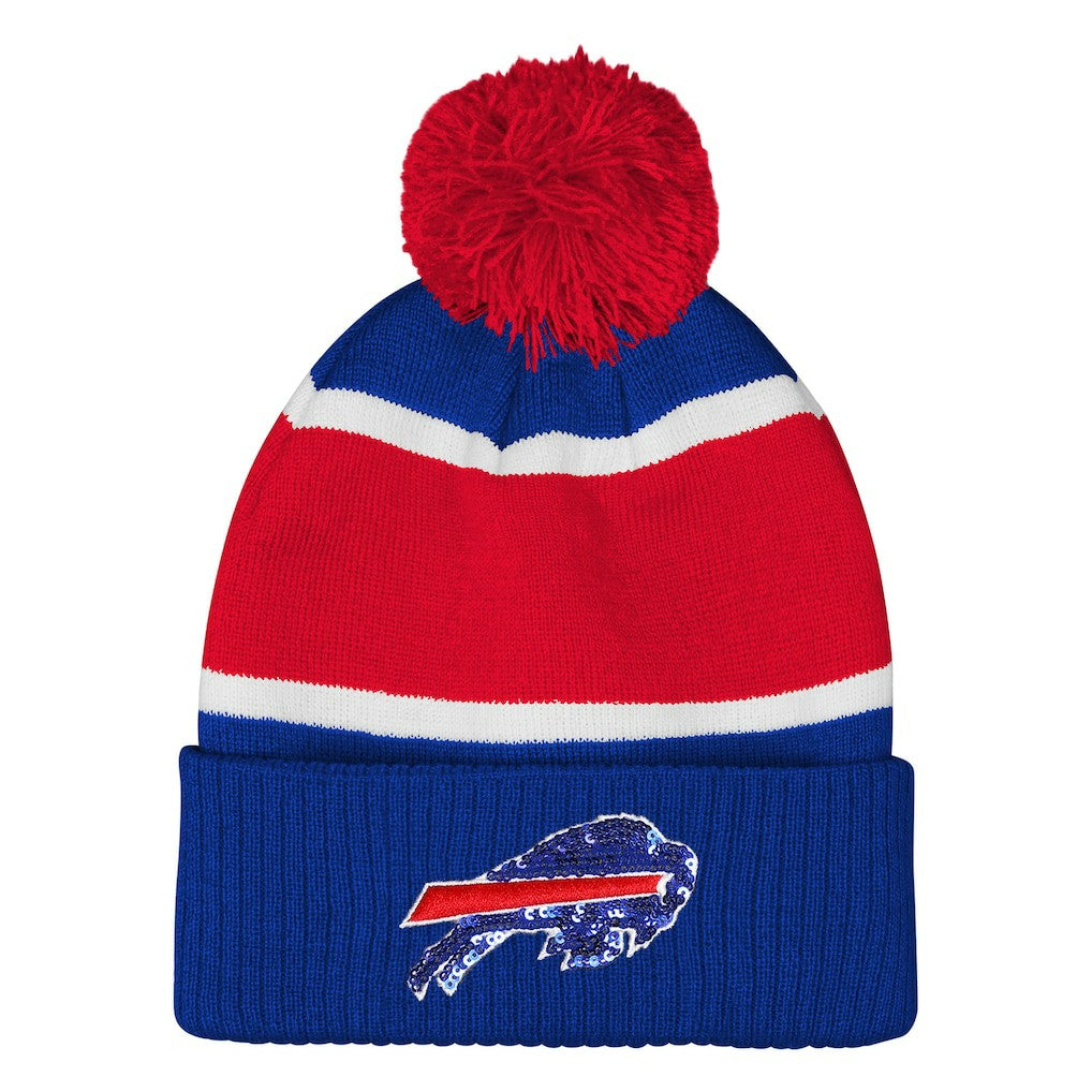 Buffalo Bills  Outerstuff Girls Let's Play Cuffed Knit Hat with Pom
