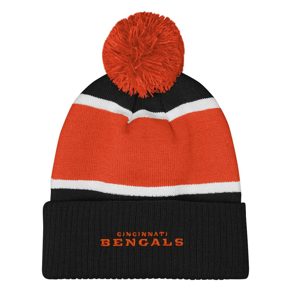 Cincinnati Bengals  Outerstuff Girls Let's Play Cuffed Knit Hat with Pom