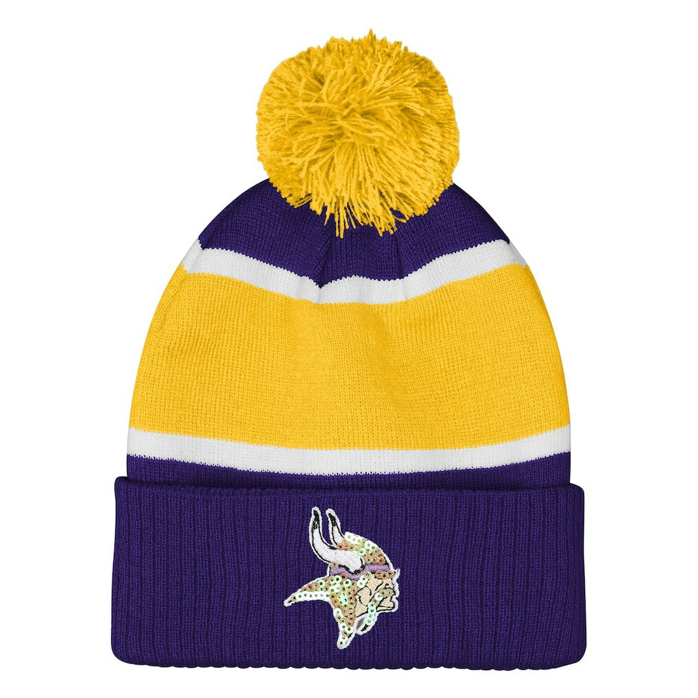 Minnesota Vikings  Outerstuff Girls Let's Play Cuffed Knit Hat with Pom