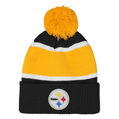 Pittsburgh Steelers  Outerstuff Girls Let's Play Cuffed Knit Hat with Pom