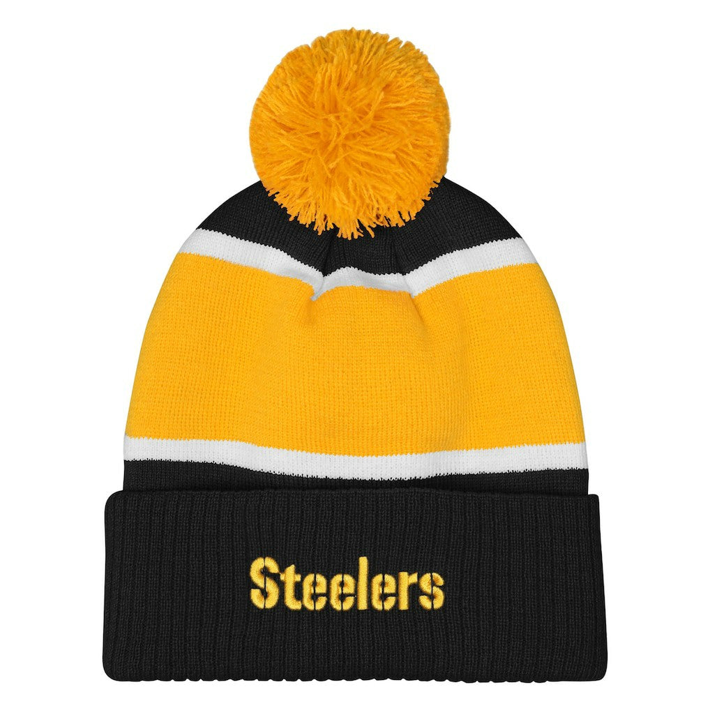 Pittsburgh Steelers  Outerstuff Girls Let's Play Cuffed Knit Hat with Pom