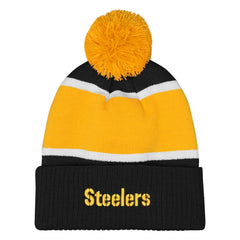Pittsburgh Steelers  Outerstuff Girls Let's Play Cuffed Knit Hat with Pom