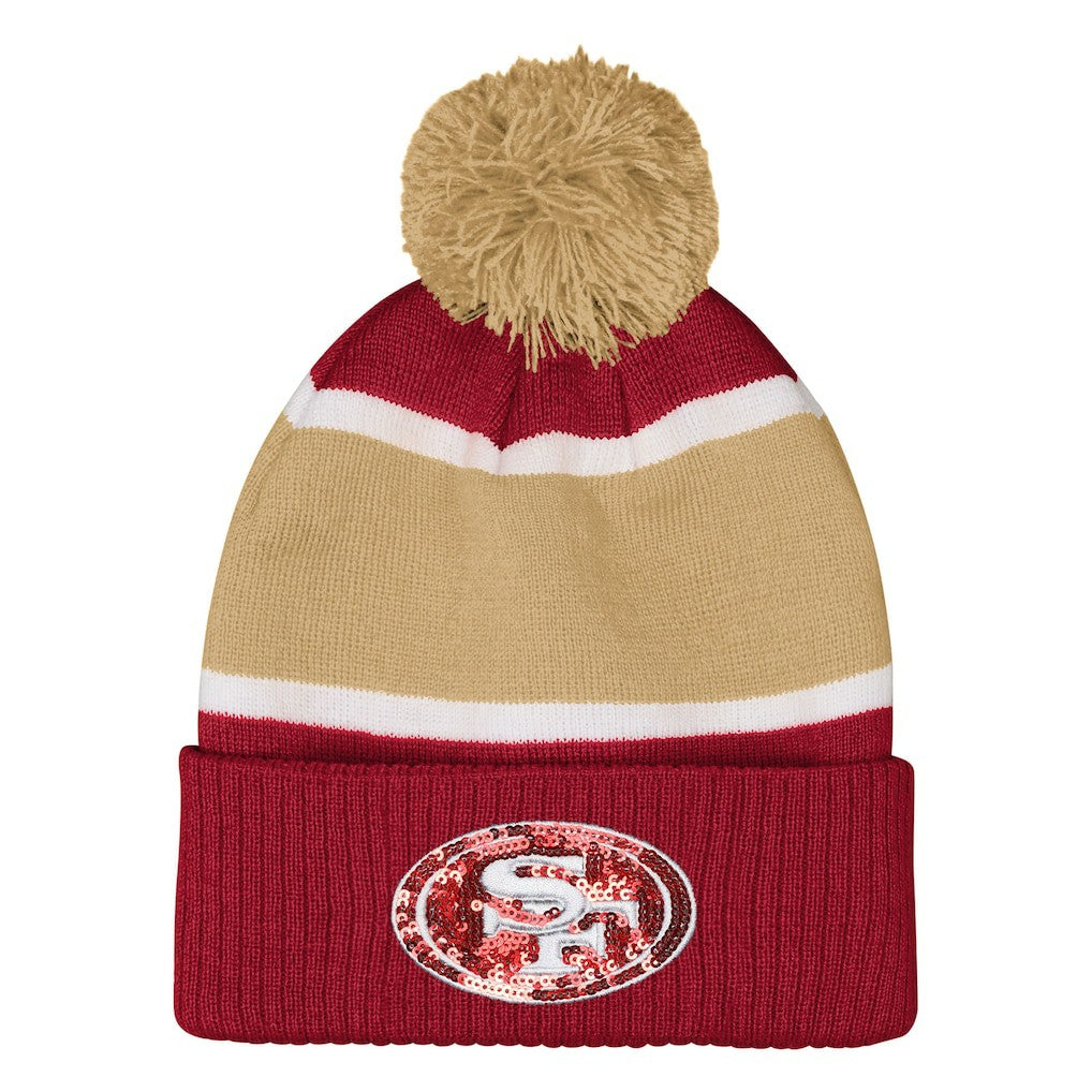 San Francisco 49ers  Outerstuff Girls Let's Play Cuffed Knit Hat with Pom
