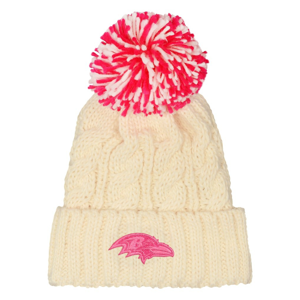 Baltimore Ravens  Outerstuff Girls Cable Cuffed Knit Hat with Pom
