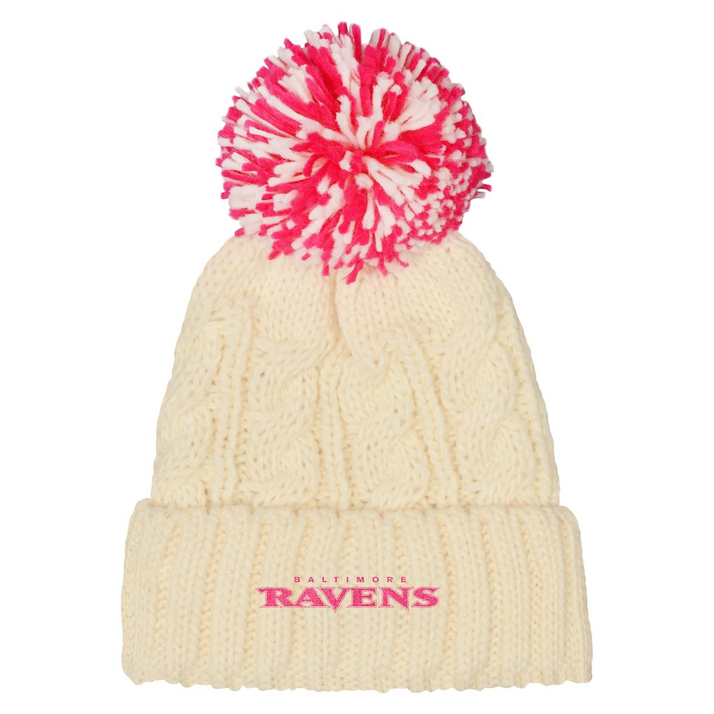Baltimore Ravens  Outerstuff Girls Cable Cuffed Knit Hat with Pom