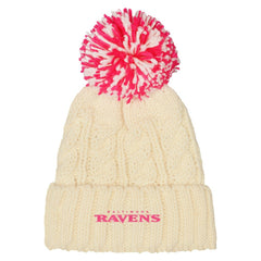 Baltimore Ravens  Outerstuff Girls Cable Cuffed Knit Hat with Pom