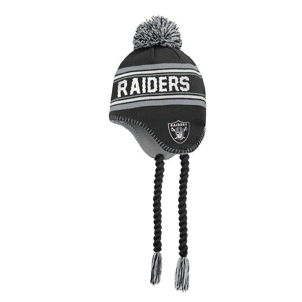 Las Vegas Raiders  Outerstuff Youth Jacquard Tassel Knit Hat with Pom
