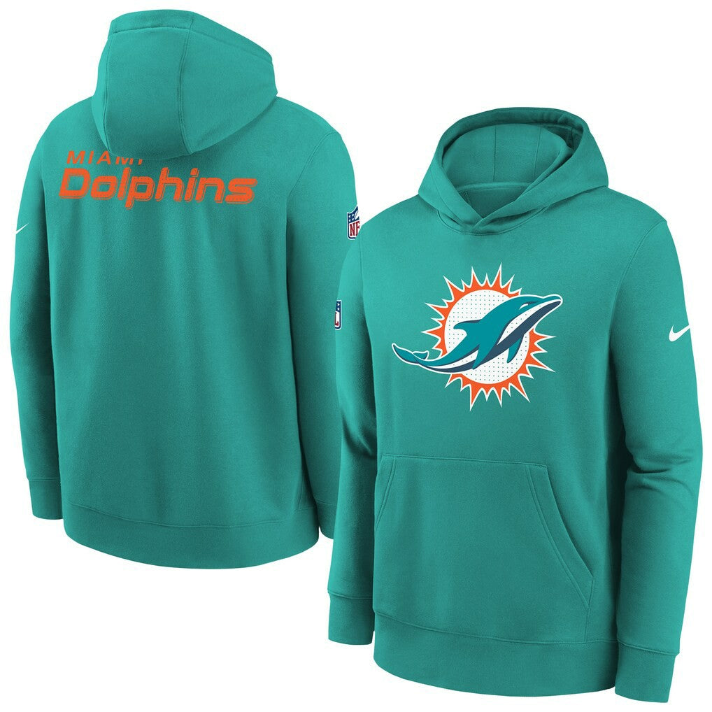 Miami Dolphins Nike Youth Sideline Club Fleece Hoodie