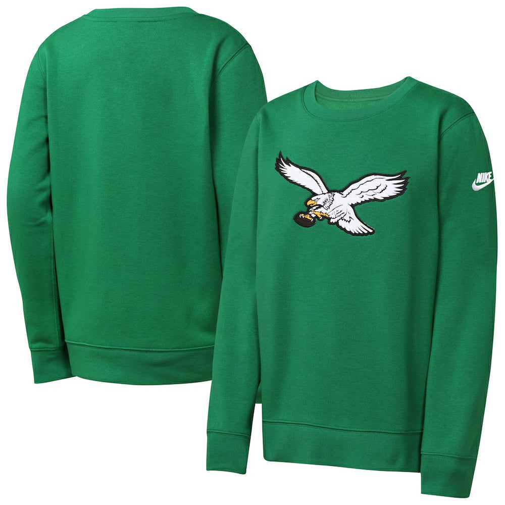 Philadelphia Eagles Nike Youth Rewind Essential Pullover Crewneck Sweatshirt