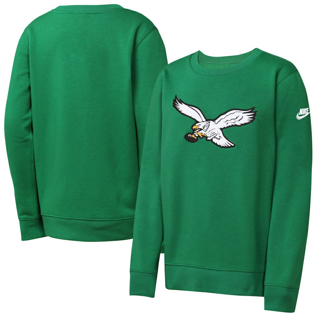 Philadelphia Eagles Nike Youth Rewind Essential Pullover Crewneck Sweatshirt