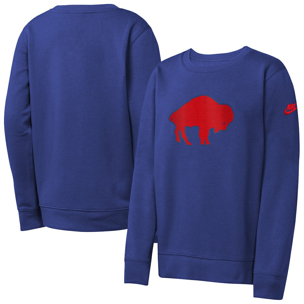 Buffalo Bills Nike Youth Rewind Essential Pullover Crewneck Sweatshirt