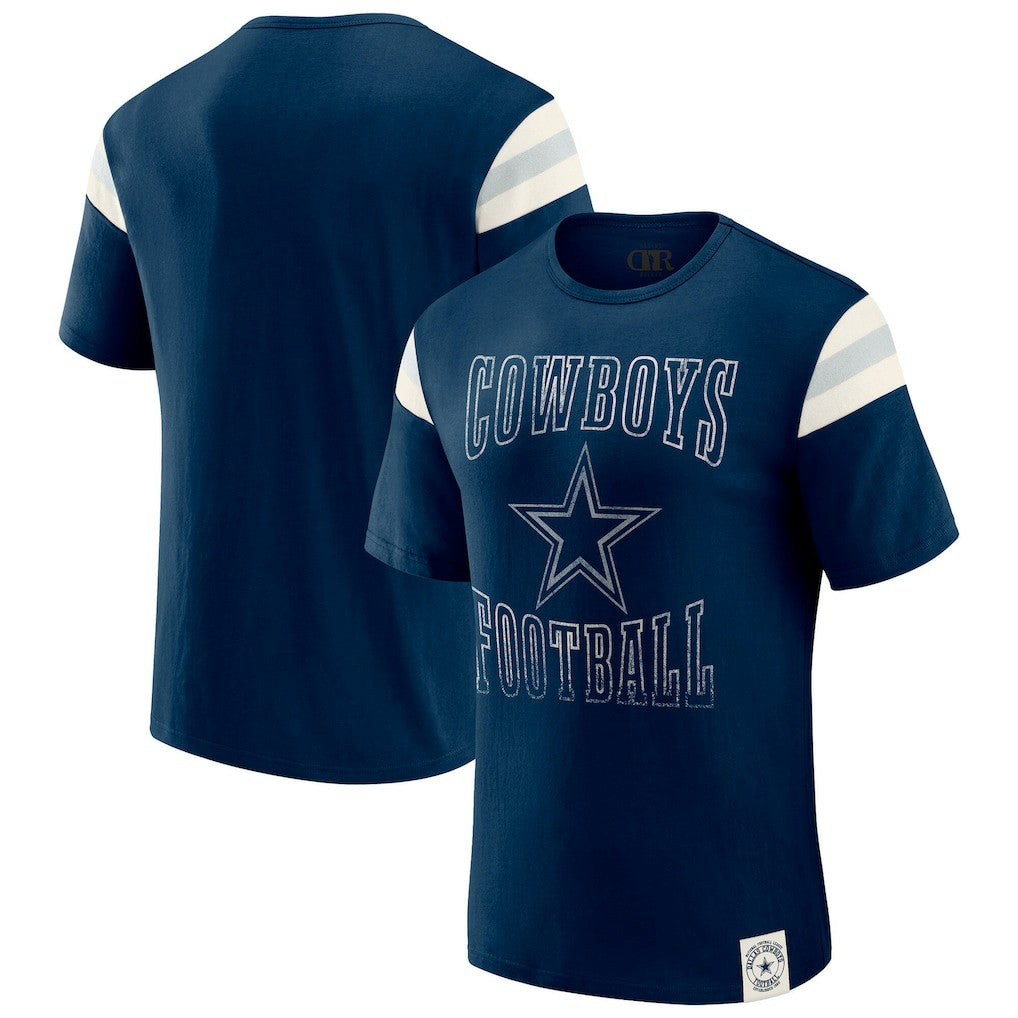 Dallas Cowboys Fanatics Darius Rucker Collection Distressed Throwback Shoulder Stripe T-Shirt