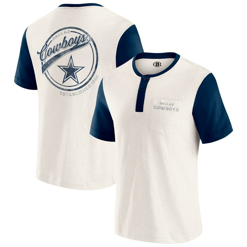 Dallas Cowboys Fanatics Darius Rucker Collection Henley Colorblock Slub Pocket T-Shirt