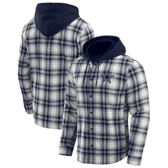 Dallas Cowboys Fanatics Darius Rucker Collection Plaid Flannel Quilted Full-Snap Hooded Shacket