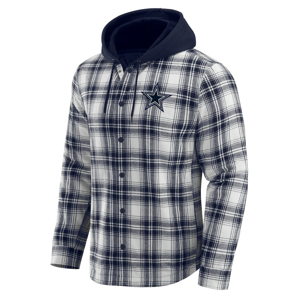 Dallas Cowboys Fanatics Darius Rucker Collection Plaid Flannel Quilted Full-Snap Hooded Shacket